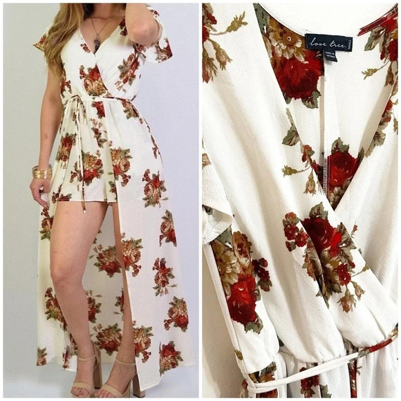High Low Floral Romper Dress - Women’s Size Small - Picture 1 of 9